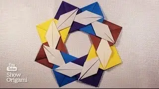 Оригами #Звезда из модулей с листьями