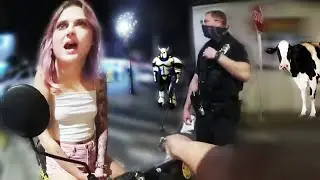 Drunk Reckless Moped Gal Arrested Doing a Dumb on 2 Wheels 2 Braincells