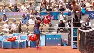 Coco Gauff got angry Olympic live match when Umpire after Umpire called the ball out vs Donna Vekic