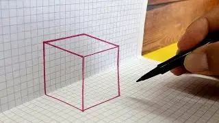 🔴 How to Draw a Cube 3D Trick art on Graph paper - 3D drawing - Easy Art