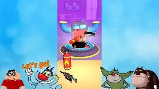 Oggy And Jack Playing Trap Builder TD Game 😱 With Bob And Shinchan 🤣 Oggy Game