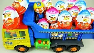 Kinder Joy Surprise eggs and truck toys