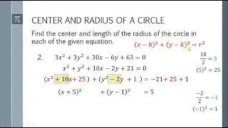 Grade 10 Mathematics: Center and Radius of a Circle given its General Form