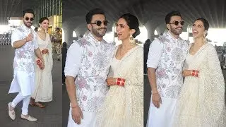 Deepika Padukone Looks so Happy With Ranveer Singh As they Leave For WEDDING Reception in Banglore