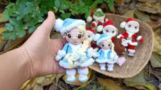 Снегурочка крючком|Мастер-класс мини куколка крючком