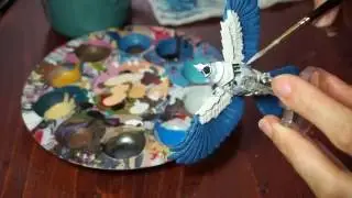 How to Paint Tail Feathers Miniatures - Aerijin the Blue Jay