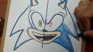 SONIC 😃😃😃mitad  normal mitad 😱😱😨SONIC.EXE