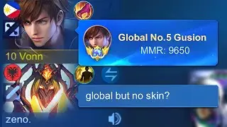 NO SKIN GLOBAL GUSION IN 5 MAN RANK GAME!!