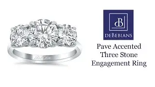 Pave Accented Three Stone Engagement Ring