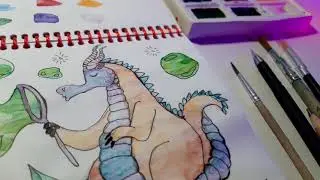 Дракоша,рисунок акварелью...