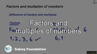 Factors and multiples of numbers, Math Lecture | Sabaq.pk