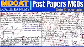 MDCAT | Past Papers MCQS | ECAT | NUMS | ETEA | NEET Unit Electrostatics