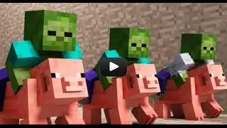 Minecraft приколы №20 (Гонки на свиньях)