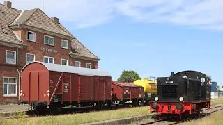 Abschied von Gleis 2 im Bahnhof Stakendorf - Fotogüterzug mit V20 039 VVM