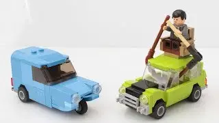 Lego Mr Bean Mini and blue Reliant car with instructions