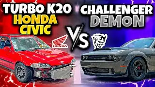"Muscle vs Import: Challenger Demon takes on Turbo Civic"
