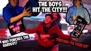 We went to an arcade to see who punched the hardest... (After some skits)