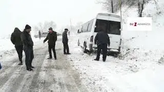 Qar yagdi Samaxi ismayilli yolu iflic oldu   Ekskluziv