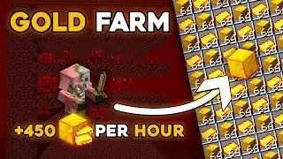Minecraft : Simple Gold Farm | No Redstone/Lava (+450 P/H)