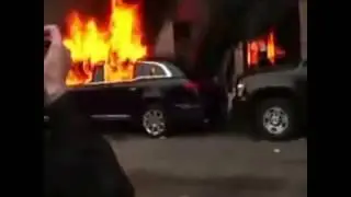 Anti Trump protesters set a limo on fire amid inaguration Day festivities