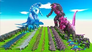 Team Godzilla Ice Frostbite + Indominus Rex + Giganotosaurus VS Team Mechagodzilla 2021 New Empire