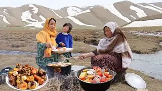 Shepherd Mother Cooking Shepherd Food in Nature | Surviving in the Highest Mountain of Afghanistan