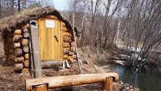 Building a log sauna in the forest | solo bushcraft | Bushcraft trip