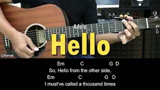 Hello - Adele | EASY Guitar Lessons for Beginners - Chord & Strumming Pattern