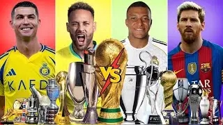 Ronaldo vs Messi vs Neymar vs Mbappé: Ultimate Trophy Comparison 2025 | Who Has The Most Trophies? 🏆