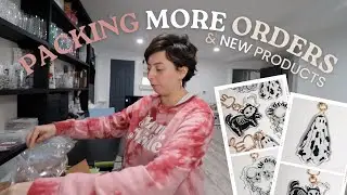Packing More Orders & Unboxing New Halloween Keychains - Studio Vlog #006  (small Etsy shop)