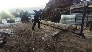 Сделали бревнохват, возим бревна!