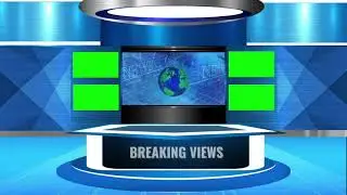 Green screen virtual news studio set. chroma key usage. free use.