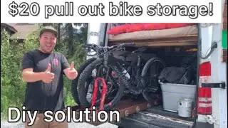 $20 sliding bike tray for van garage