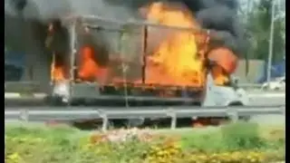 ТОШКЕНТДА ЯНА МАШИНА ЁНИБ КЕТДИ | В Ташкенте сгорел грузовик
