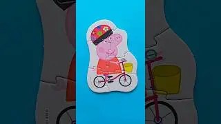 Peppa Pig and George -solving jigsaw puzzles for children Peppa Pig  