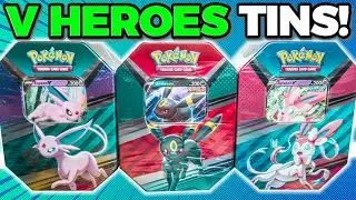 Pokemon V Heroes Tin Set OPENING! (Espeon V, Umbreon V & Sylveon V)