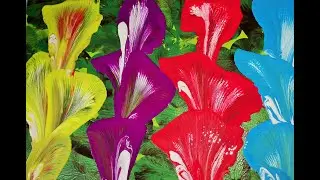 V. 58 Cuadro de flores - globo y cadena - acrílicos fluidos