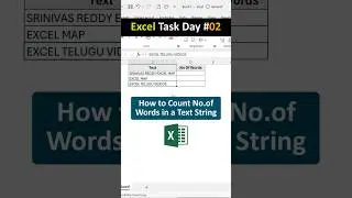 Excel Task Day #02 In Telugu | How to Count no of Words #excel