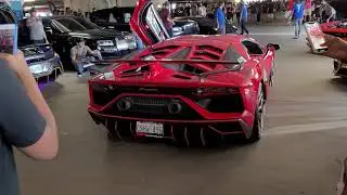 Lamborghini Aventador svj's leaving driven car show square one 2021