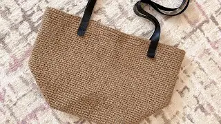 Сумка шопер из джута, с квадратным дном. 