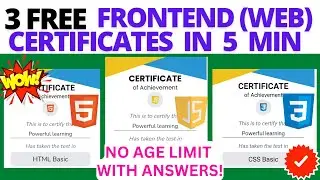 3 FREE FRONTEND CERTIFICATES IN 5 MINUTES | FREE HTML,CSS, JAVASCRIPT CERTIFICATES IN 5 MIN