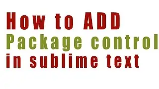 how to install package control in sublime text