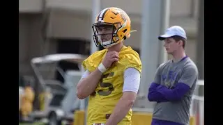 First-look at Myles Brennan, other LSU QBs at spring practice No. 1