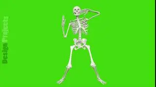 Skeleton dancing. Seamless loop animation on green screen.