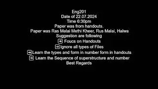 ENG201 TODAY / CURRENT FINAL TERM CURRENT PAPERS SPRING  2024