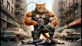 The cat defeated the zombies and saved the people！！ #cats #ai #cute #catlover #catvideos