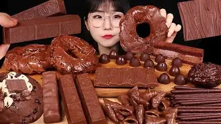 누텔라 도넛 생초코 초콜릿바 초코케이크 디저트 먹방 CHOCOLATE NUTELLA DONUTS CAKE CHOCOLATE BAR ASMR MUKBANG