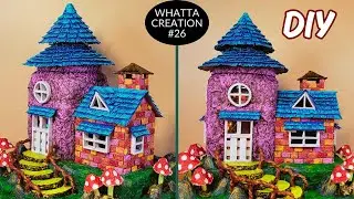 DIY Fairy House using Plastic Container and Cardboard | Casa de Hadas | Сказочный дом | परियों का घर