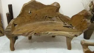 Teak Wood Bench, Teak Root Bench, Teak Slab Furniture, Indonesian Teak Wood