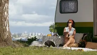 Photoshoot in retro caravan